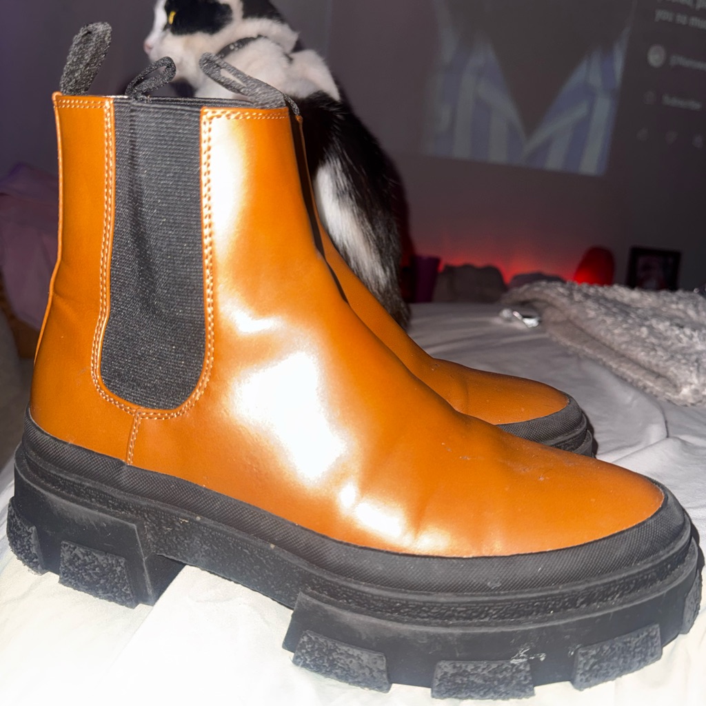 Zara Brown Ankle Boots With Black Sole